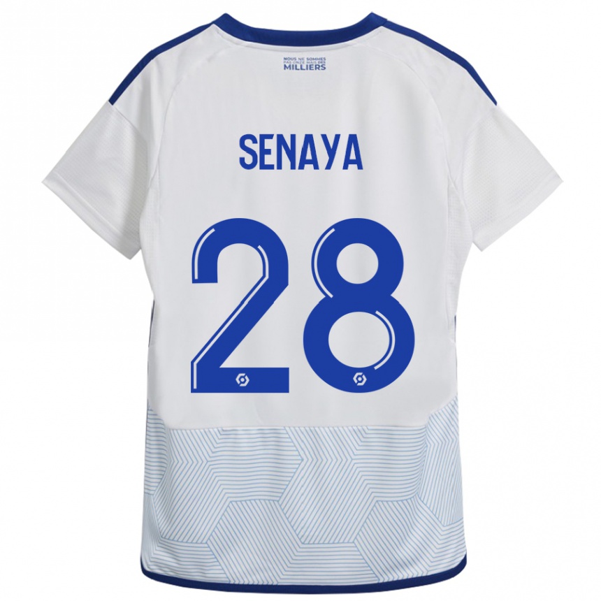 Kinder Fußball Marvin Senaya #28 Weiß Auswärtstrikot Trikot 2023/24 T-Shirt Luxemburg