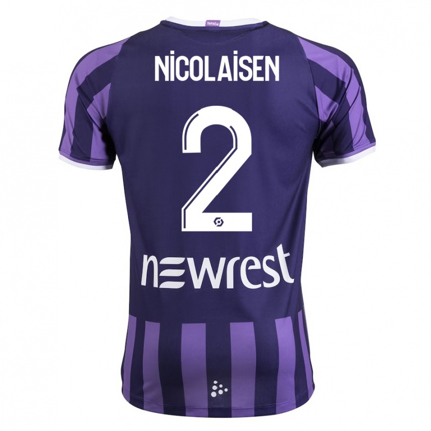 Kinder Fußball Rasmus Nicolaisen #2 Lila Auswärtstrikot Trikot 2023/24 T-Shirt Luxemburg