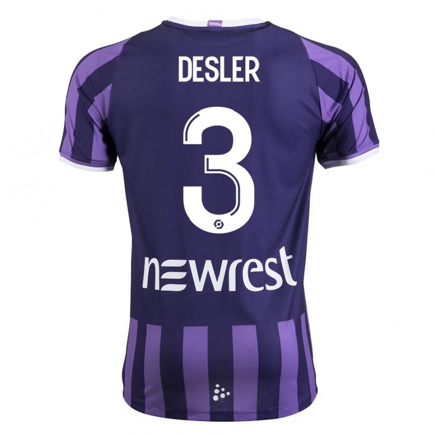 Kinder Fußball Mikkel Desler #3 Lila Auswärtstrikot Trikot 2023/24 T-Shirt Luxemburg