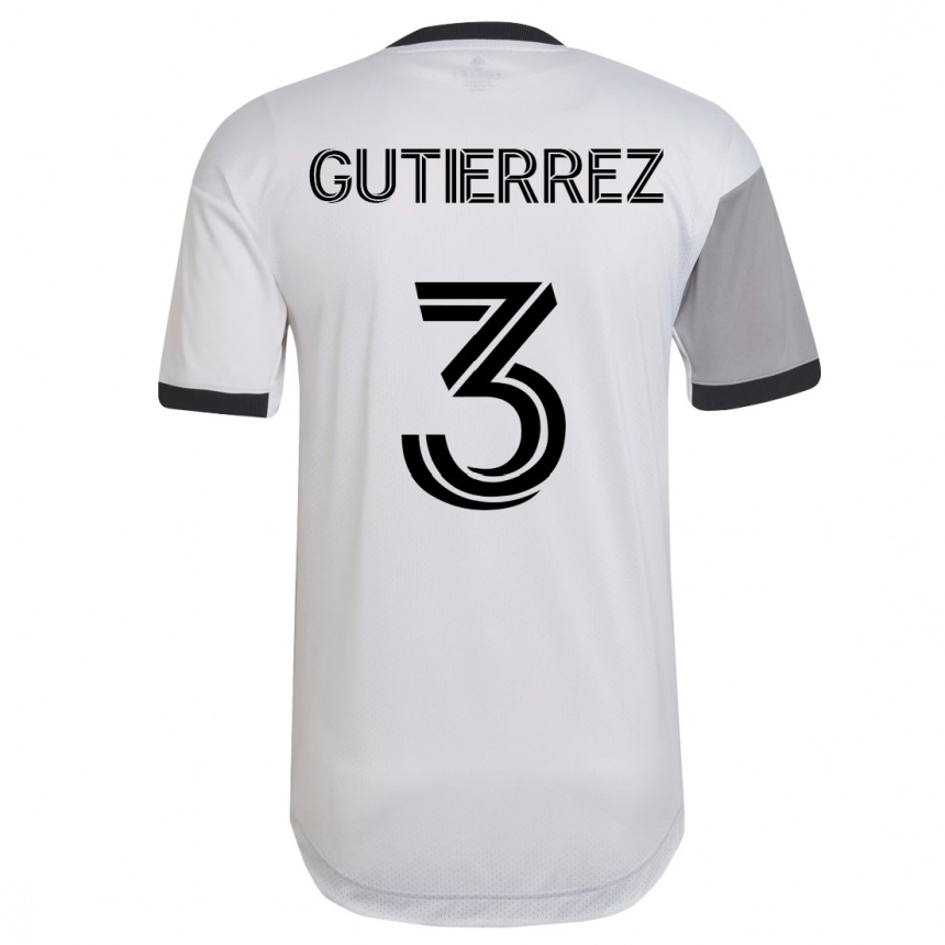 Kinder Fußball Cristián Gutiérrez #3 Weiß Auswärtstrikot Trikot 2023/24 T-Shirt Luxemburg