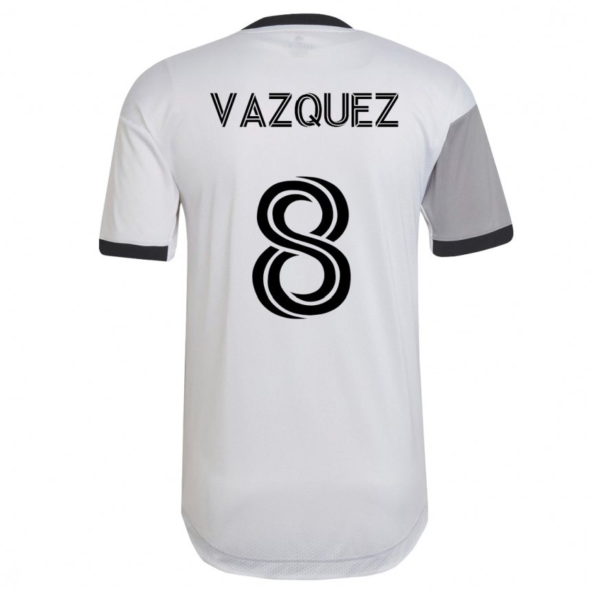 Kinder Fußball Víctor Vázquez #8 Weiß Auswärtstrikot Trikot 2023/24 T-Shirt Luxemburg