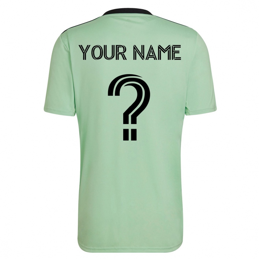 Kinder Fußball Ihren Namen #0 Hellgrün Auswärtstrikot Trikot 2023/24 T-Shirt Luxemburg