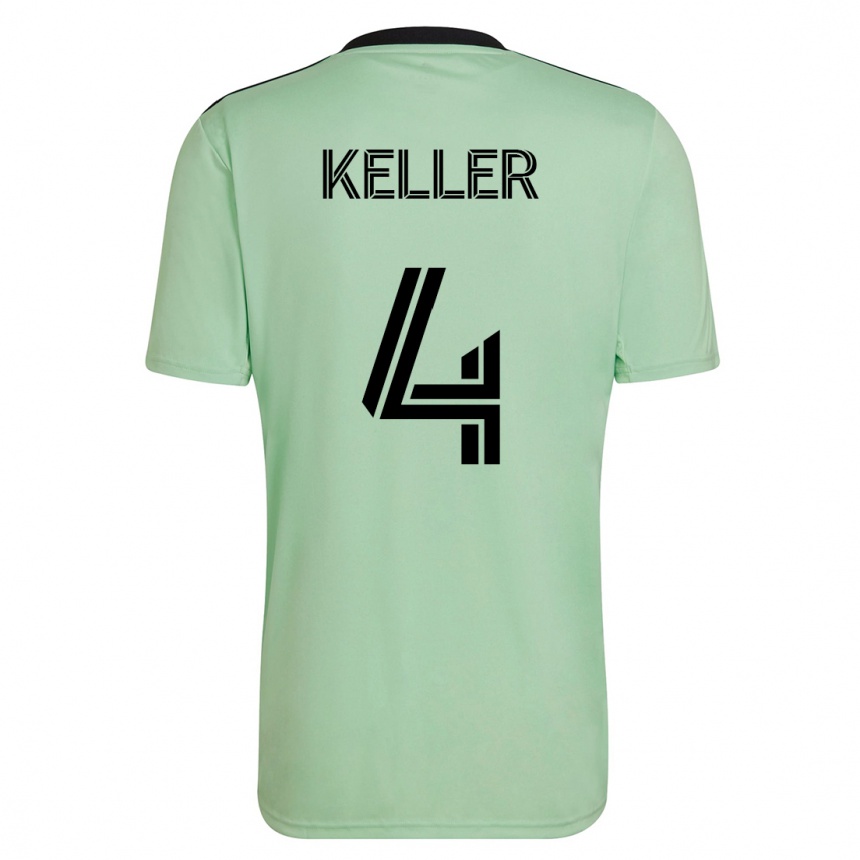 Kinder Fußball Kipp Keller #4 Hellgrün Auswärtstrikot Trikot 2023/24 T-Shirt Luxemburg