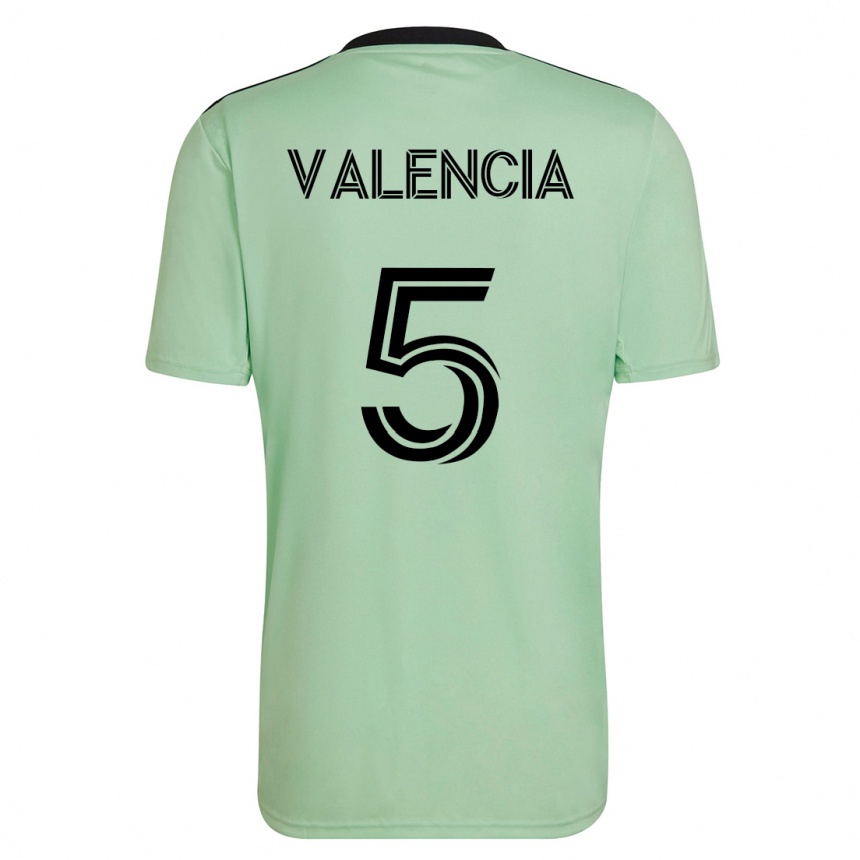 Kinder Fußball Jhojan Valencia #5 Hellgrün Auswärtstrikot Trikot 2023/24 T-Shirt Luxemburg