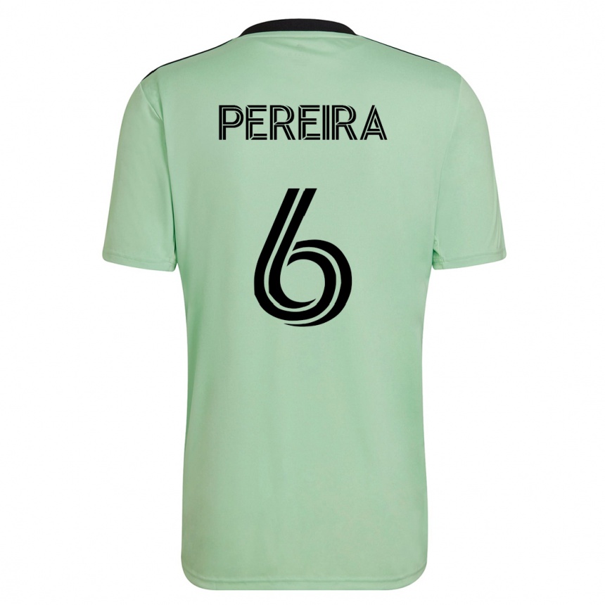 Kinder Fußball Daniel Pereira #6 Hellgrün Auswärtstrikot Trikot 2023/24 T-Shirt Luxemburg