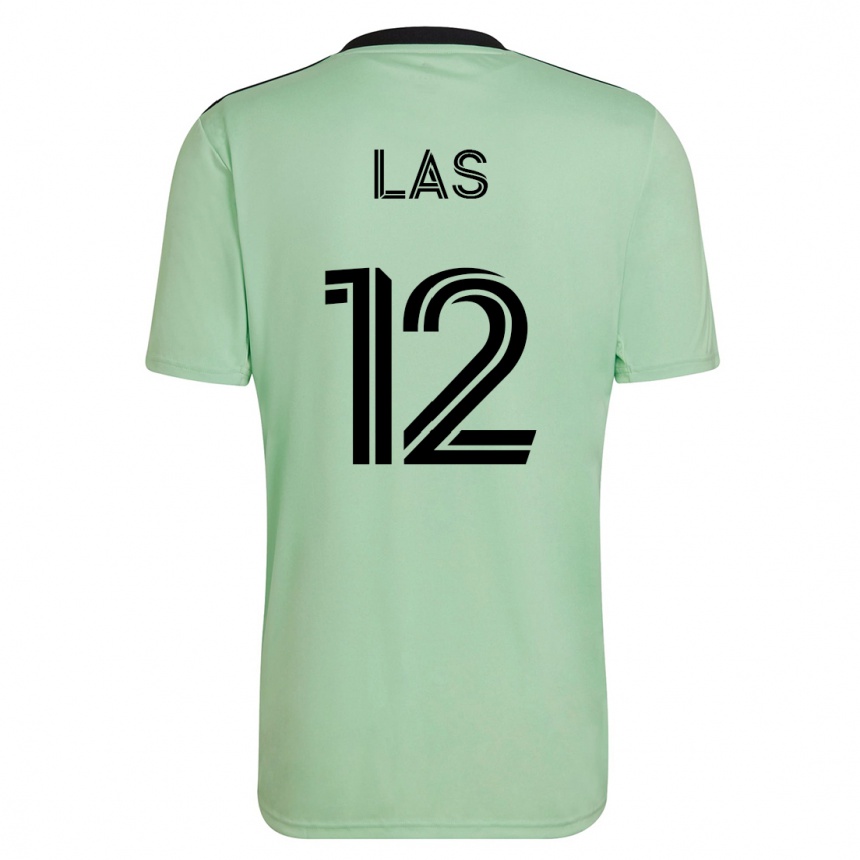 Kinder Fußball Damian Las #12 Hellgrün Auswärtstrikot Trikot 2023/24 T-Shirt Luxemburg