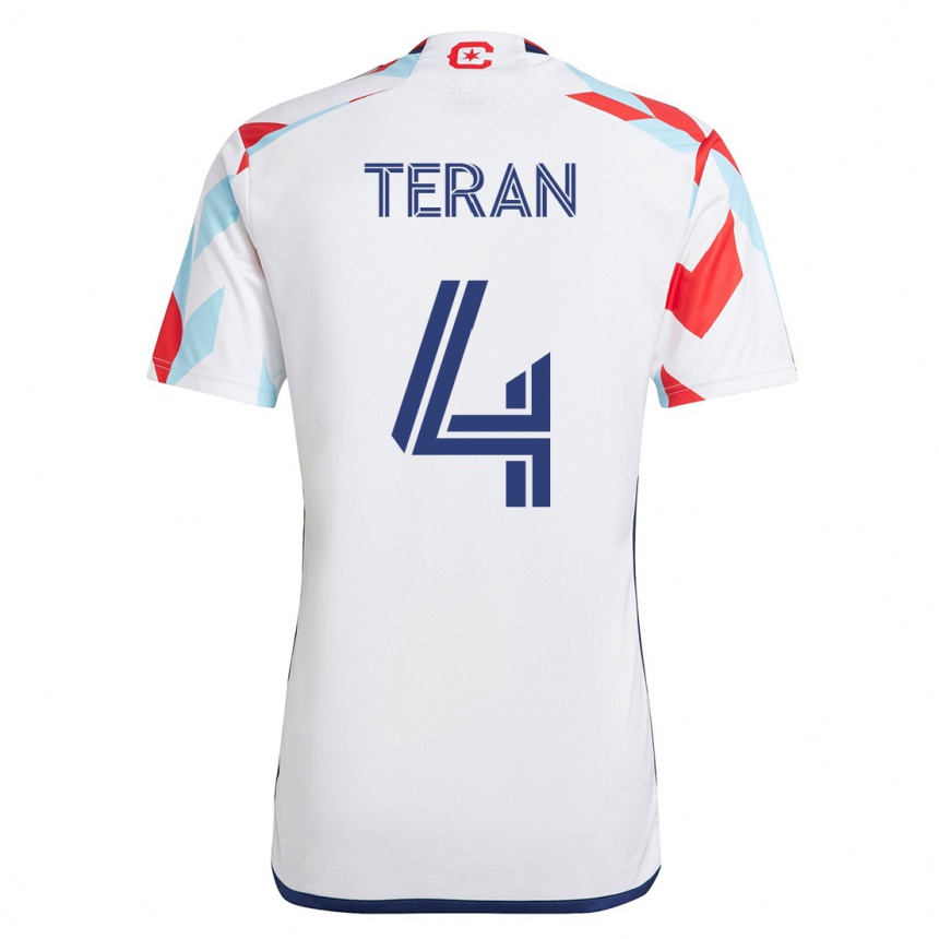 Kinder Fußball Carlos Terán #4 Weiß Blau Auswärtstrikot Trikot 2023/24 T-Shirt Luxemburg