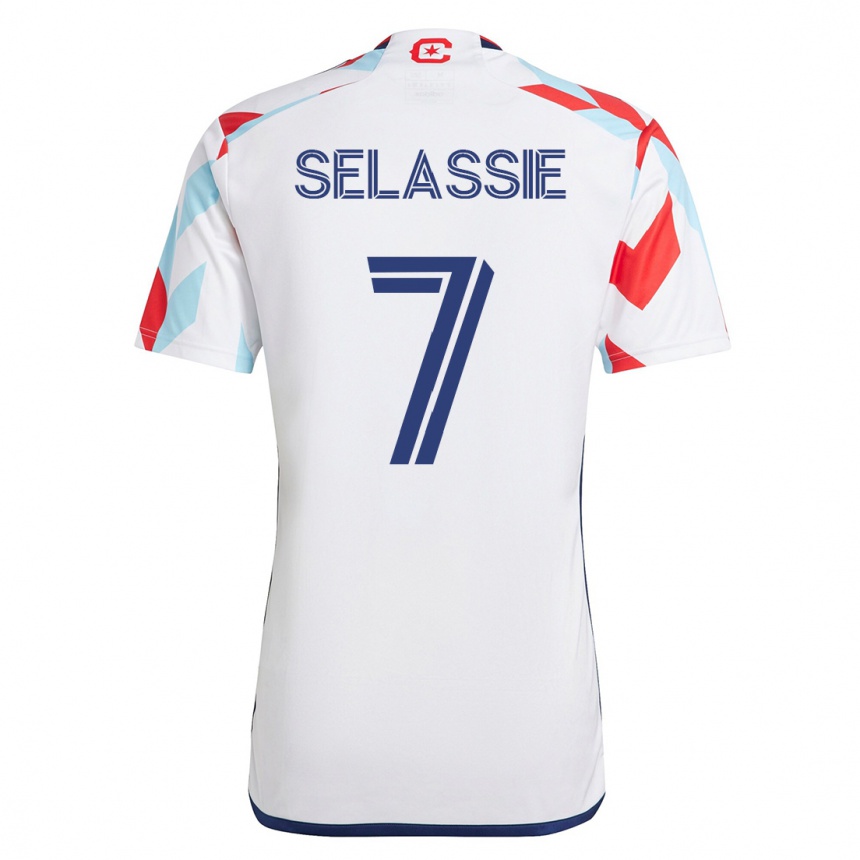 Kinder Fußball Maren Haile-Selassie #7 Weiß Blau Auswärtstrikot Trikot 2023/24 T-Shirt Luxemburg