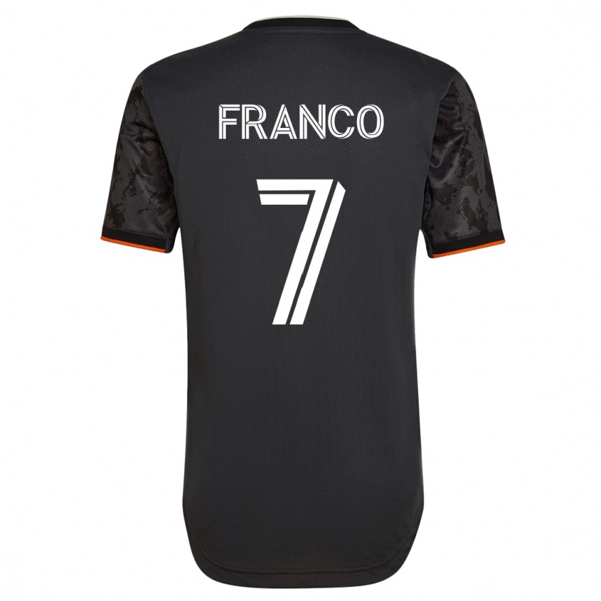 Kinder Fußball Iván Franco #7 Schwarz Auswärtstrikot Trikot 2023/24 T-Shirt Luxemburg