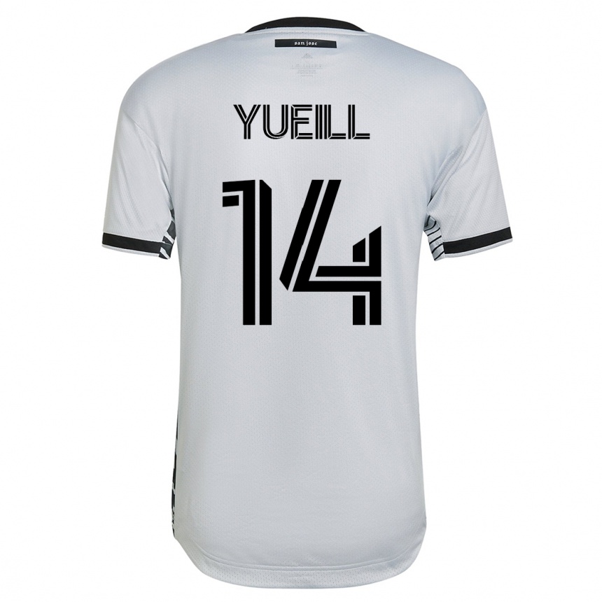 Kinder Fußball Jackson Yueill #14 Weiß Auswärtstrikot Trikot 2023/24 T-Shirt Luxemburg