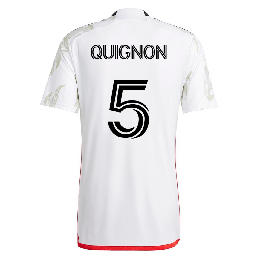 Kinder Fußball Facundo Quignón #5 Weiß Auswärtstrikot Trikot 2023/24 T-Shirt Luxemburg
