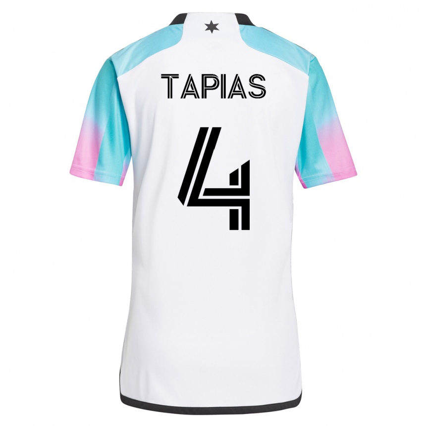 Kinder Fußball Miguel Tapias #4 Weiß Auswärtstrikot Trikot 2023/24 T-Shirt Luxemburg