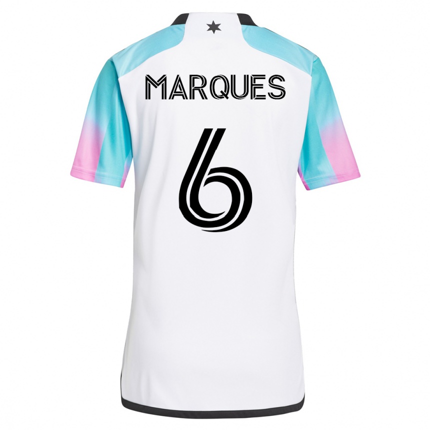 Kinder Fußball Mikael Marqués #6 Weiß Auswärtstrikot Trikot 2023/24 T-Shirt Luxemburg