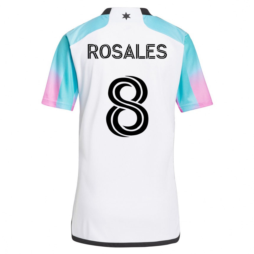 Kinder Fußball Joseph Rosales #8 Weiß Auswärtstrikot Trikot 2023/24 T-Shirt Luxemburg
