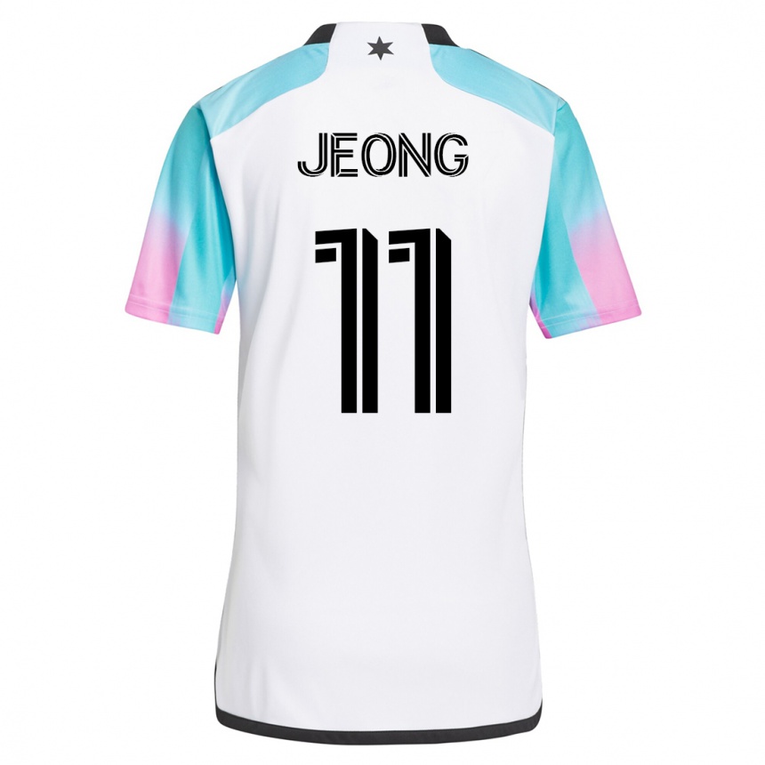 Kinder Fußball Sang-Bin Jeong #11 Weiß Auswärtstrikot Trikot 2023/24 T-Shirt Luxemburg