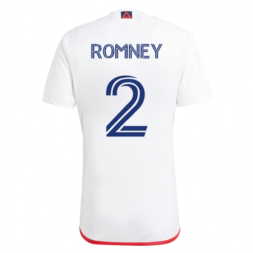 Kinder Fußball Dave Romney #2 Weiß Rot Auswärtstrikot Trikot 2023/24 T-Shirt Luxemburg