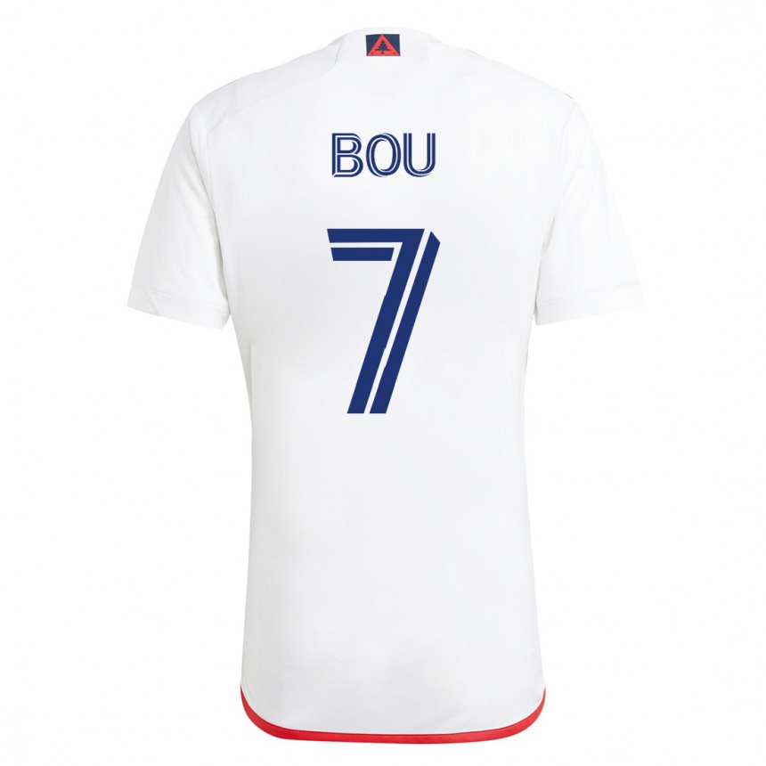Kinder Fußball Gustavo Bou #7 Weiß Rot Auswärtstrikot Trikot 2023/24 T-Shirt Luxemburg