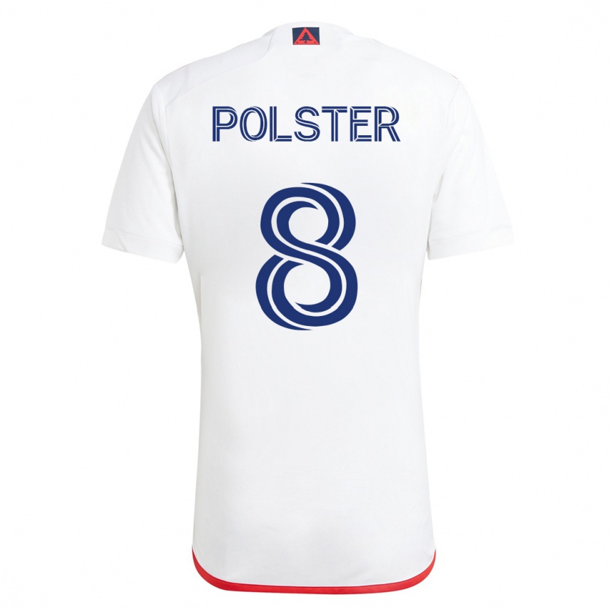 Kinder Fußball Matt Polster #8 Weiß Rot Auswärtstrikot Trikot 2023/24 T-Shirt Luxemburg