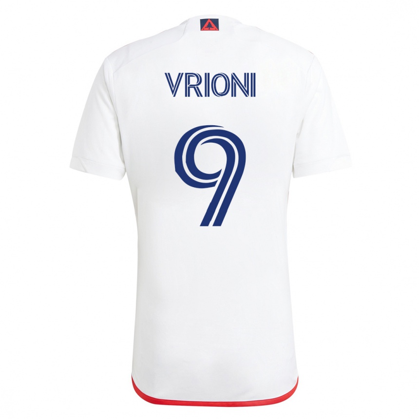 Kinder Fußball Giacomo Vrioni #9 Weiß Rot Auswärtstrikot Trikot 2023/24 T-Shirt Luxemburg