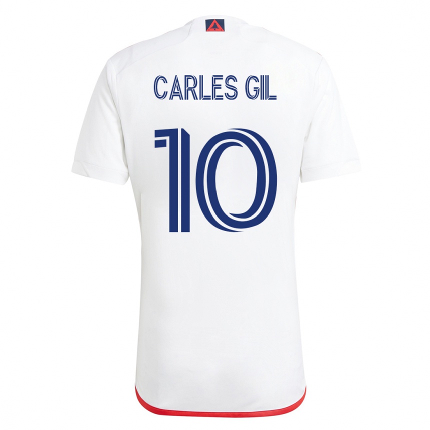 Kinder Fußball Carles Gil #10 Weiß Rot Auswärtstrikot Trikot 2023/24 T-Shirt Luxemburg