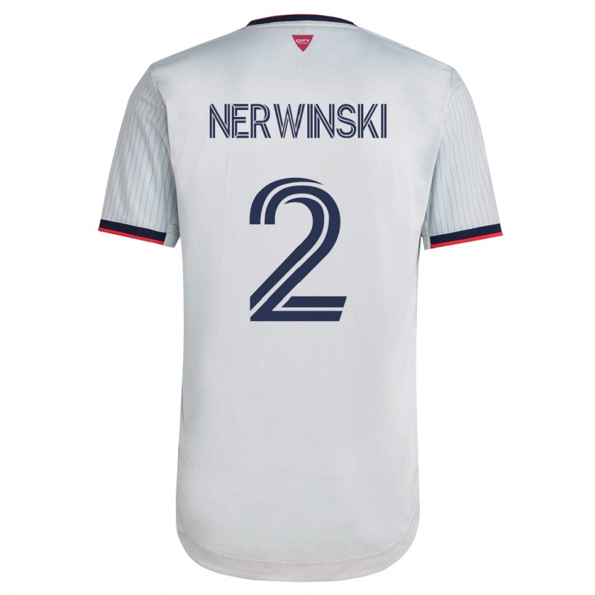 Kinder Fußball Jake Nerwinski #2 Weiß Auswärtstrikot Trikot 2023/24 T-Shirt Luxemburg