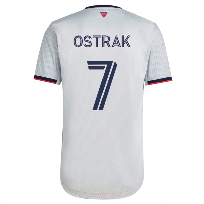 Kinder Fußball Tomás Ostrák #7 Weiß Auswärtstrikot Trikot 2023/24 T-Shirt Luxemburg