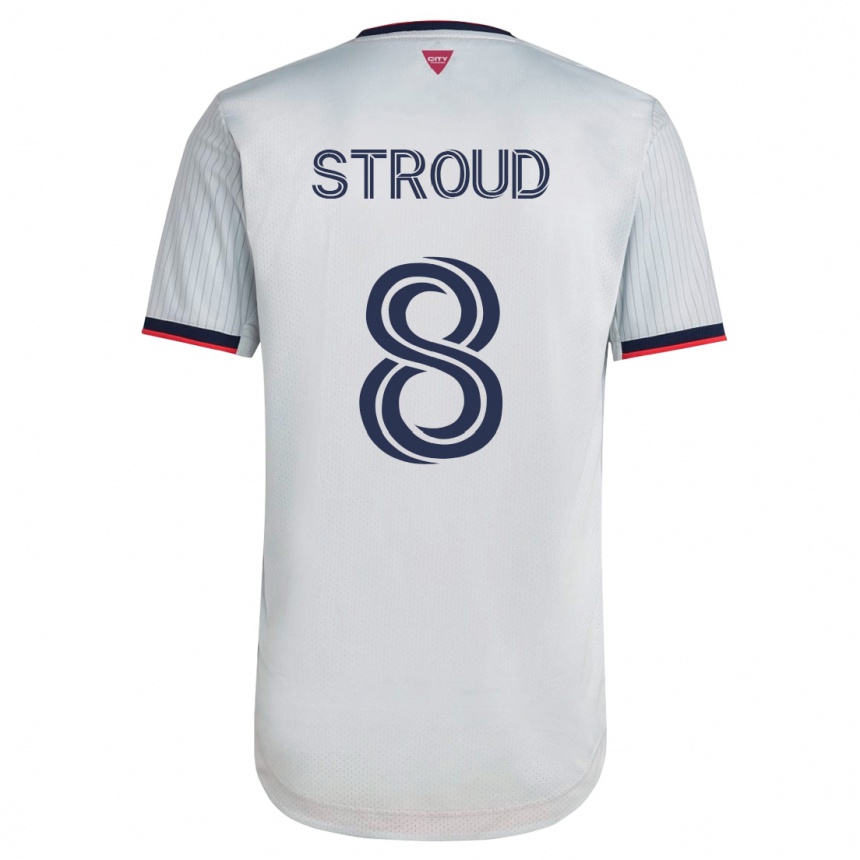 Kinder Fußball Jared Stroud #8 Weiß Auswärtstrikot Trikot 2023/24 T-Shirt Luxemburg