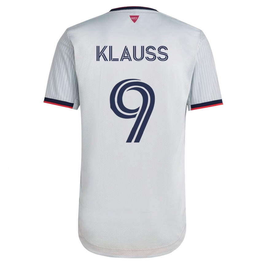 Kinder Fußball João Klauss #9 Weiß Auswärtstrikot Trikot 2023/24 T-Shirt Luxemburg