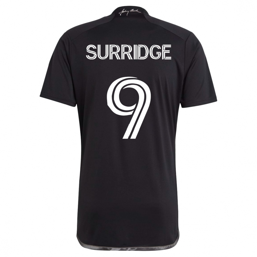 Kinder Fußball Sam Surridge #9 Schwarz Auswärtstrikot Trikot 2023/24 T-Shirt Luxemburg
