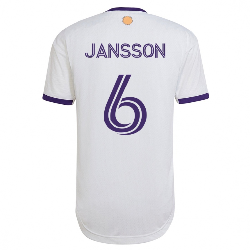 Kinder Fußball Robin Jansson #6 Weiß Auswärtstrikot Trikot 2023/24 T-Shirt Luxemburg