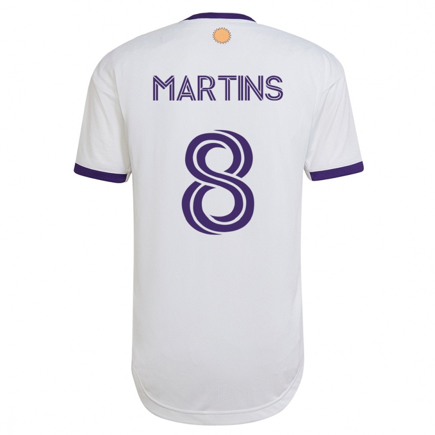 Kinder Fußball Felipe Martins #8 Weiß Auswärtstrikot Trikot 2023/24 T-Shirt Luxemburg