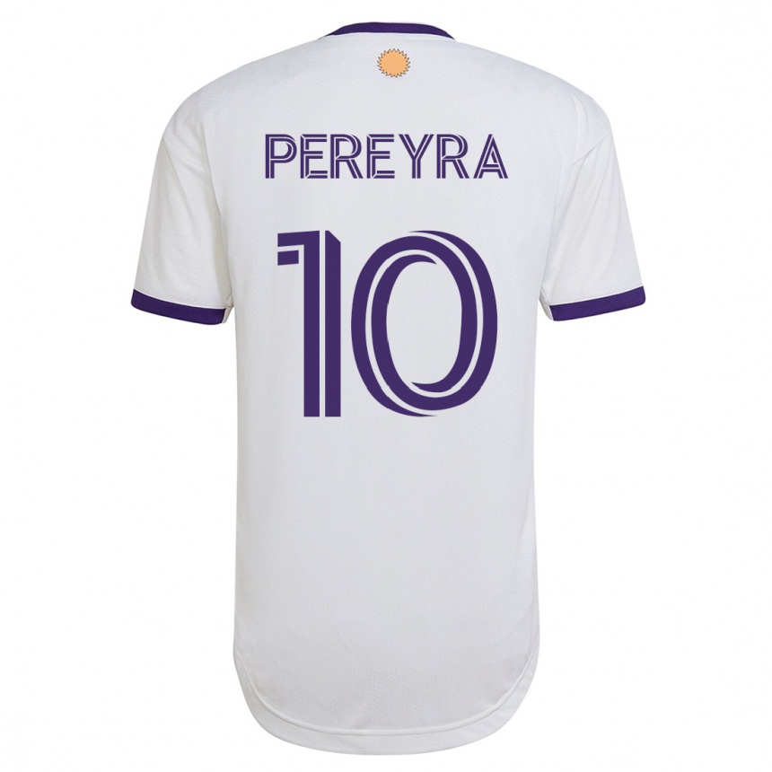 Kinder Fußball Mauricio Pereyra #10 Weiß Auswärtstrikot Trikot 2023/24 T-Shirt Luxemburg