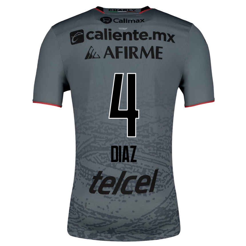 Kinder Fußball Nicolás Díaz #4 Grau Auswärtstrikot Trikot 2023/24 T-Shirt Luxemburg