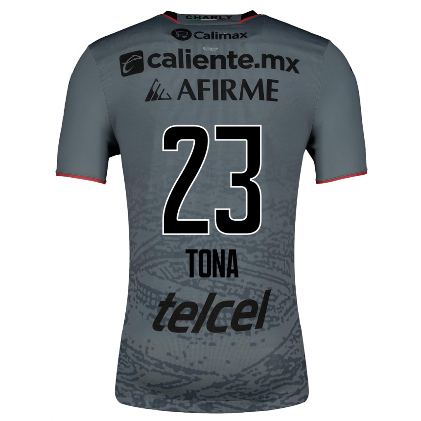 Kinder Fußball Iván Tona #23 Grau Auswärtstrikot Trikot 2023/24 T-Shirt Luxemburg