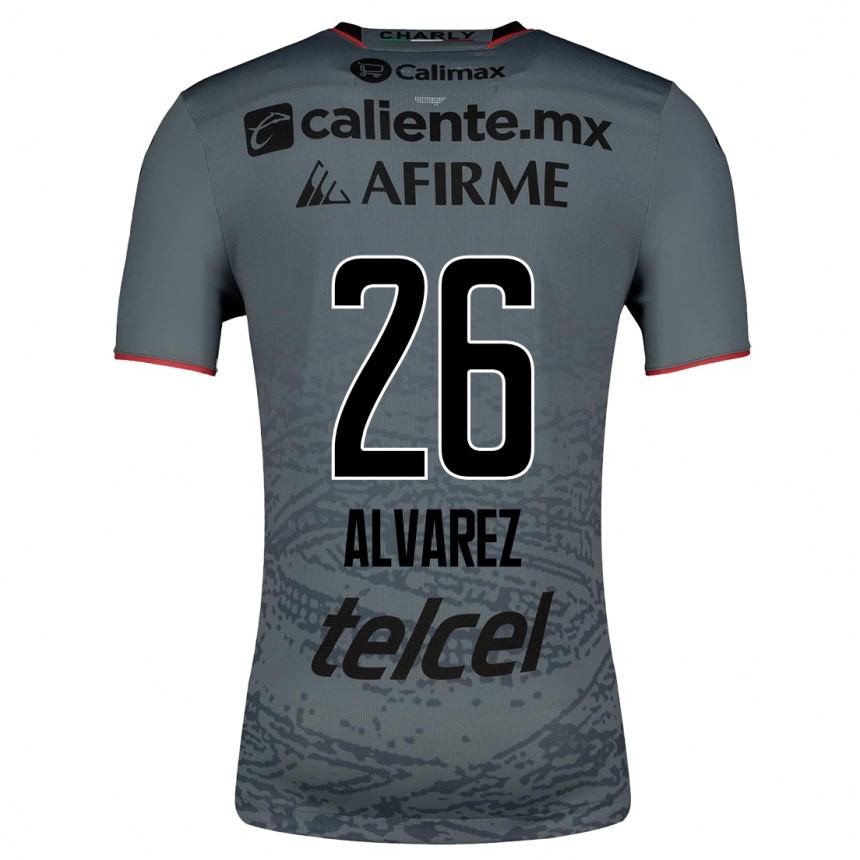 Kinder Fußball Efraín Álvarez #26 Grau Auswärtstrikot Trikot 2023/24 T-Shirt Luxemburg