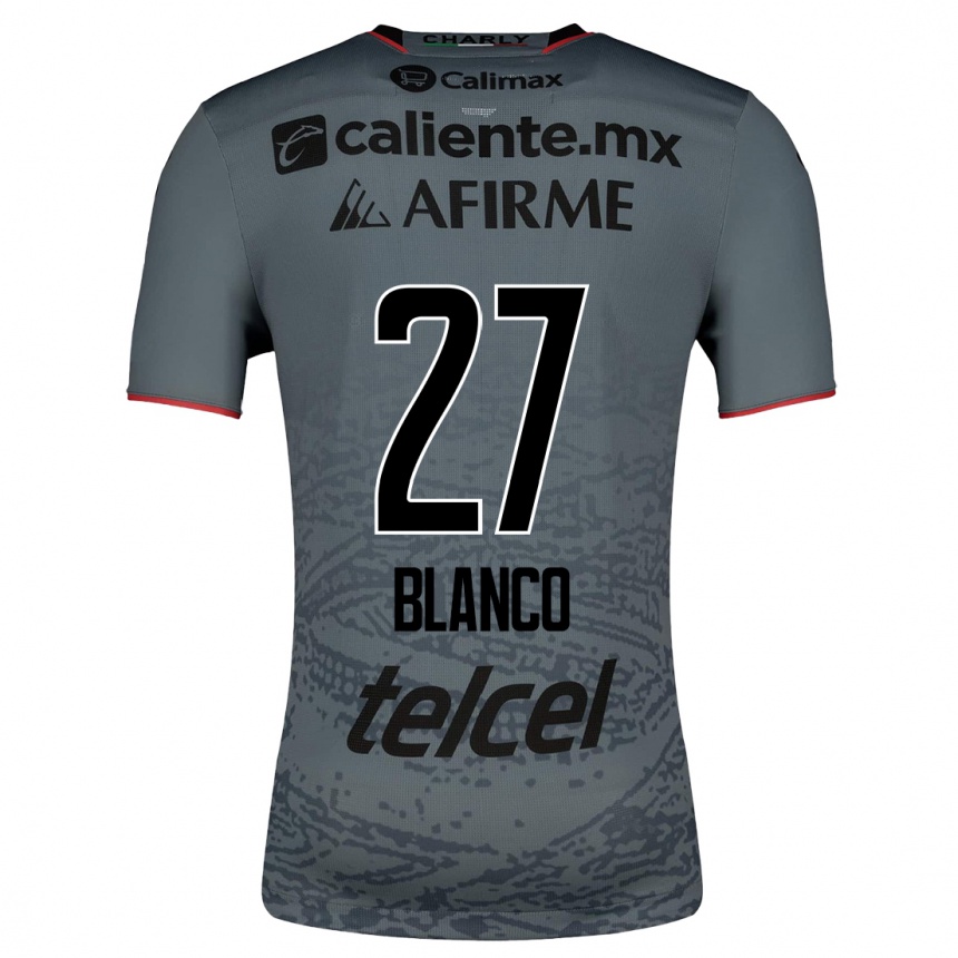 Kinder Fußball Domingo Blanco #27 Grau Auswärtstrikot Trikot 2023/24 T-Shirt Luxemburg