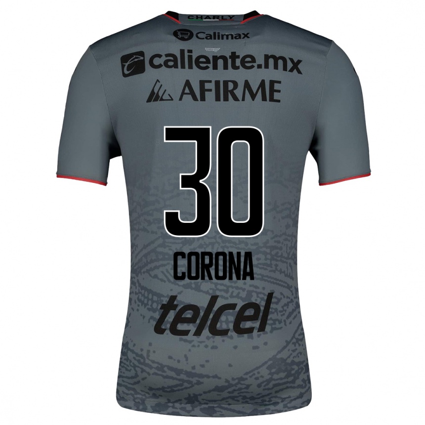 Kinder Fußball Jesús Corona #30 Grau Auswärtstrikot Trikot 2023/24 T-Shirt Luxemburg