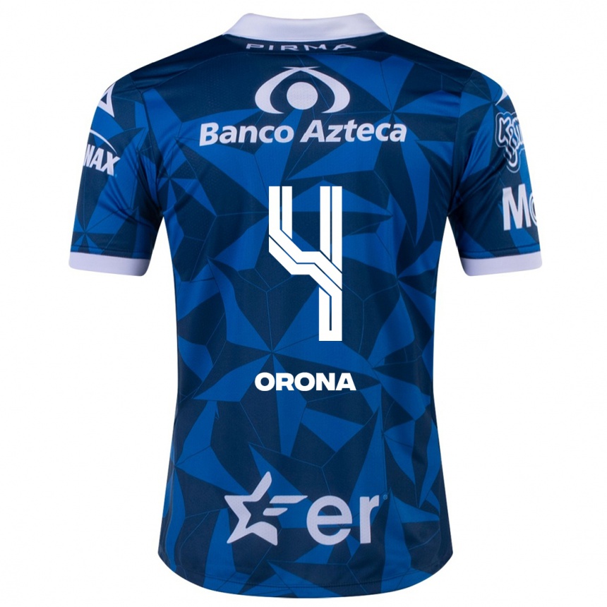 Kinder Fußball Efraín Orona #4 Blau Auswärtstrikot Trikot 2023/24 T-Shirt Luxemburg