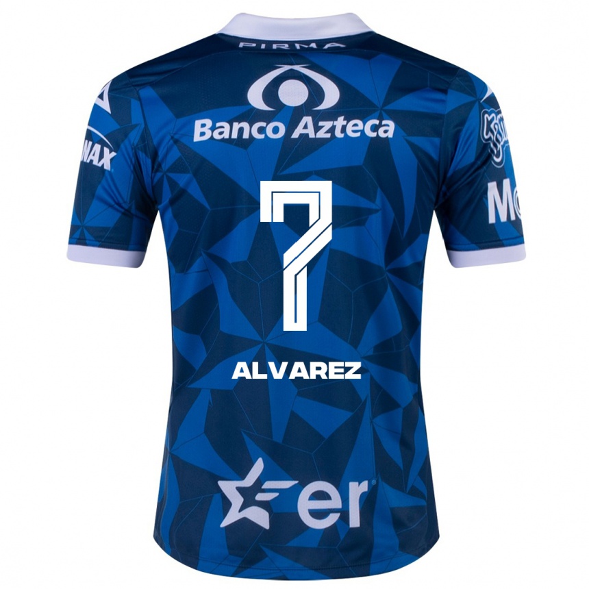 Kinder Fußball Daniel Álvarez #7 Blau Auswärtstrikot Trikot 2023/24 T-Shirt Luxemburg