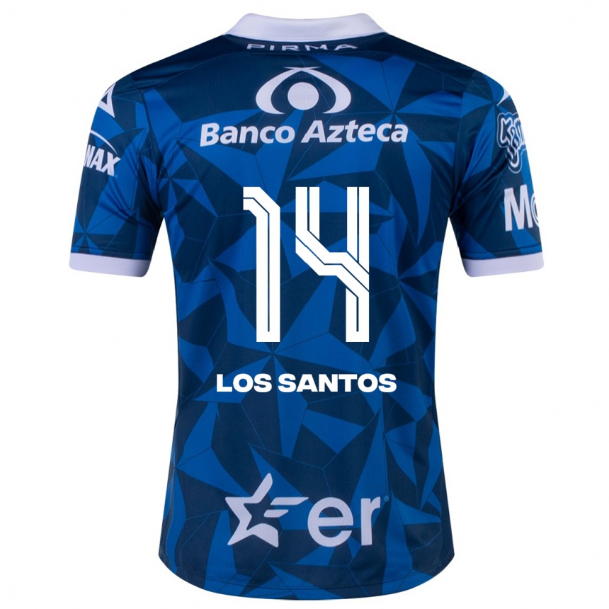 Kinder Fußball Lucas De Los Santos #14 Blau Auswärtstrikot Trikot 2023/24 T-Shirt Luxemburg