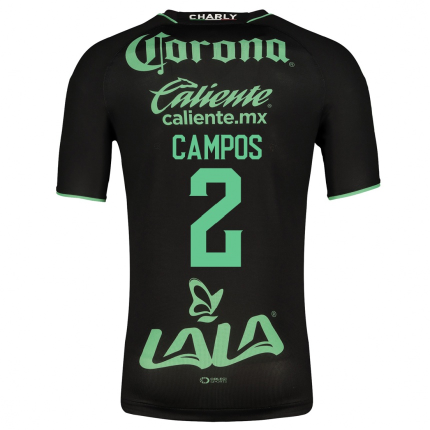 Kinder Fußball Omar Campos #2 Schwarz Auswärtstrikot Trikot 2023/24 T-Shirt Luxemburg