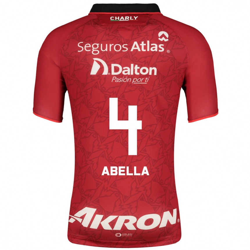 Kinder Fußball José Abella #4 Rot Auswärtstrikot Trikot 2023/24 T-Shirt Luxemburg