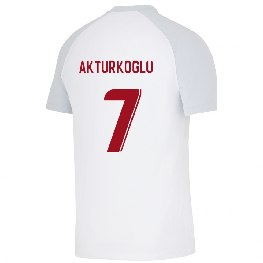 Kinder Fußball Kerem Aktürkoğlu #7 Weiß Auswärtstrikot Trikot 2023/24 T-Shirt Luxemburg