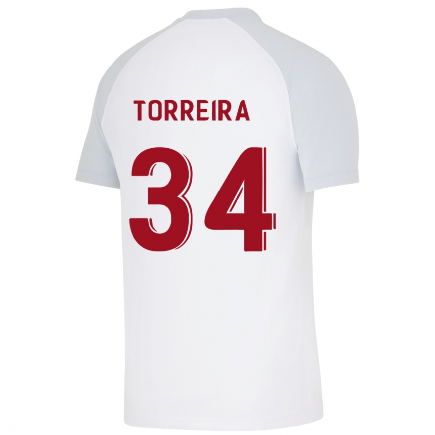 Kinder Fußball Lucas Torreira #34 Weiß Auswärtstrikot Trikot 2023/24 T-Shirt Luxemburg