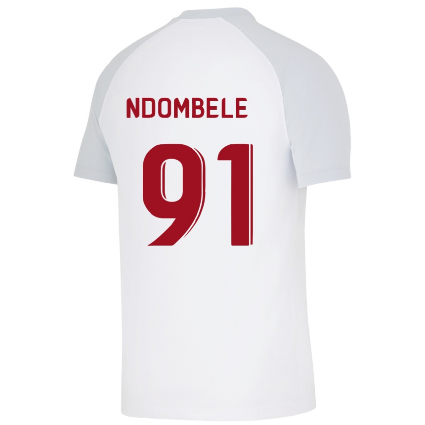 Kinder Fußball Tanguy Ndombele #91 Weiß Auswärtstrikot Trikot 2023/24 T-Shirt Luxemburg