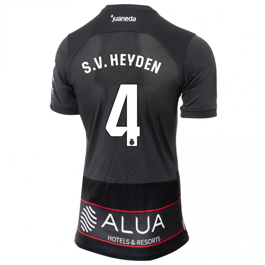 Kinder Fußball Siebe Van Der Heyden #4 Schwarz Auswärtstrikot Trikot 2023/24 T-Shirt Luxemburg