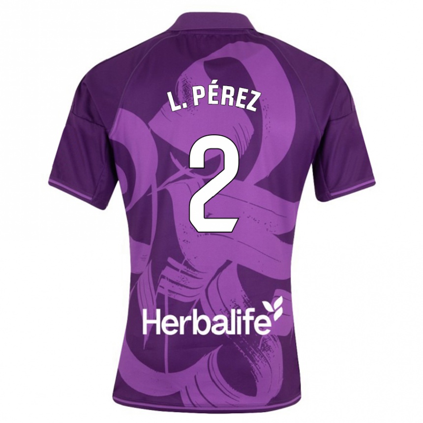 Kinder Fußball Luis Pérez #2 Violett Auswärtstrikot Trikot 2023/24 T-Shirt Luxemburg
