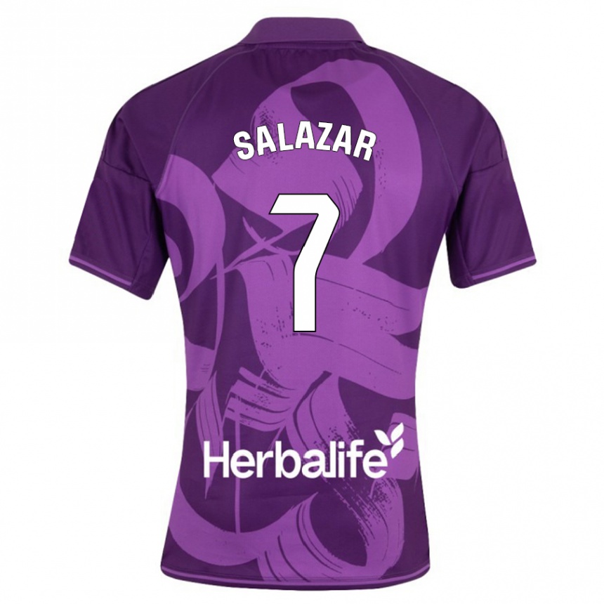 Kinder Fußball Israel Salazar #7 Violett Auswärtstrikot Trikot 2023/24 T-Shirt Luxemburg