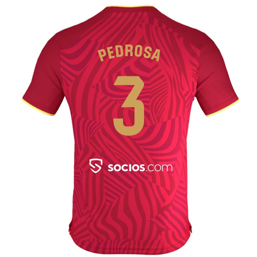 Kinder Fußball Adrià Pedrosa #3 Rot Auswärtstrikot Trikot 2023/24 T-Shirt Luxemburg