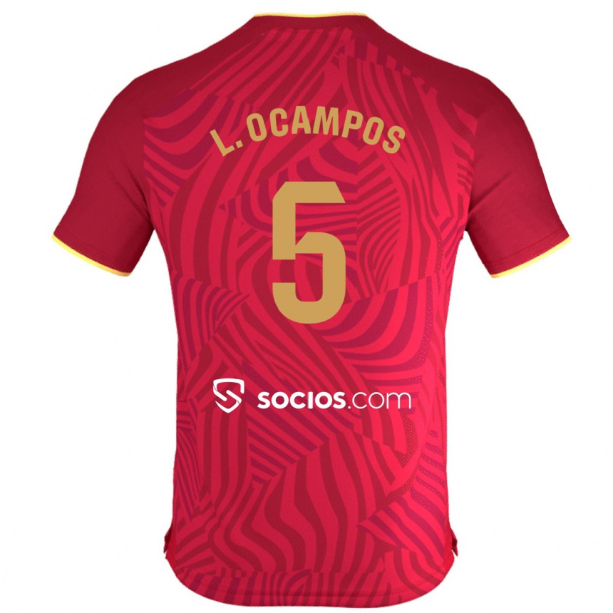 Kinder Fußball Lucas Ocampos #5 Rot Auswärtstrikot Trikot 2023/24 T-Shirt Luxemburg